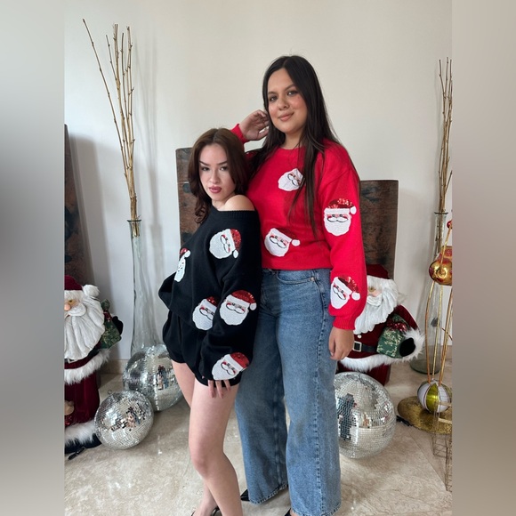 *BLACK FRIDAY SALE* Santa Baby Sequin Santa Red Pulloverp - Picture 5 of 5